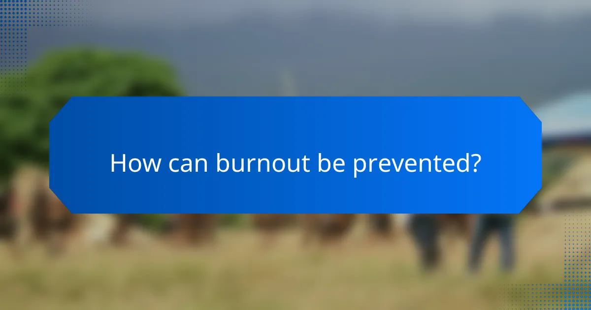 How can burnout be prevented?