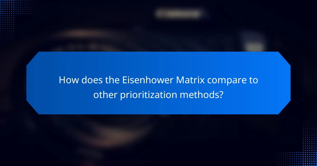 How does the Eisenhower Matrix compare to other prioritization methods?